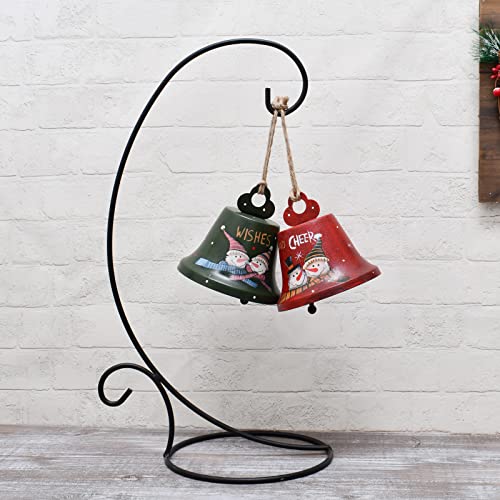 Veclotch Christmas Bell Hanging Ornament Set Of 2,Rustic Christmas Tree Snowman Decoration Metal Jingle Bell Ornament Wall Door Hanging Decoration Party Decor Xmas Gifts (L) #TOP4