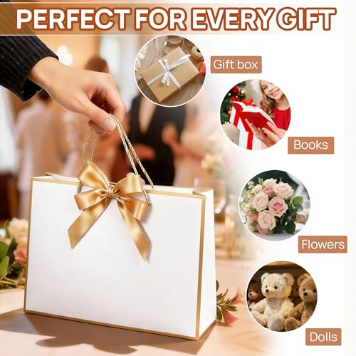 JOYIT 12 Pack Large White Gift Bags - 13.8x4.1x11.8 Inch Gift Bags with Handles and Ribbon, Big Gifts Wrap Bags for Presents, Wedding, Birthday, Bridal Shower, Valentines Day, Baby Shower, Party by JOYIT - Image 4