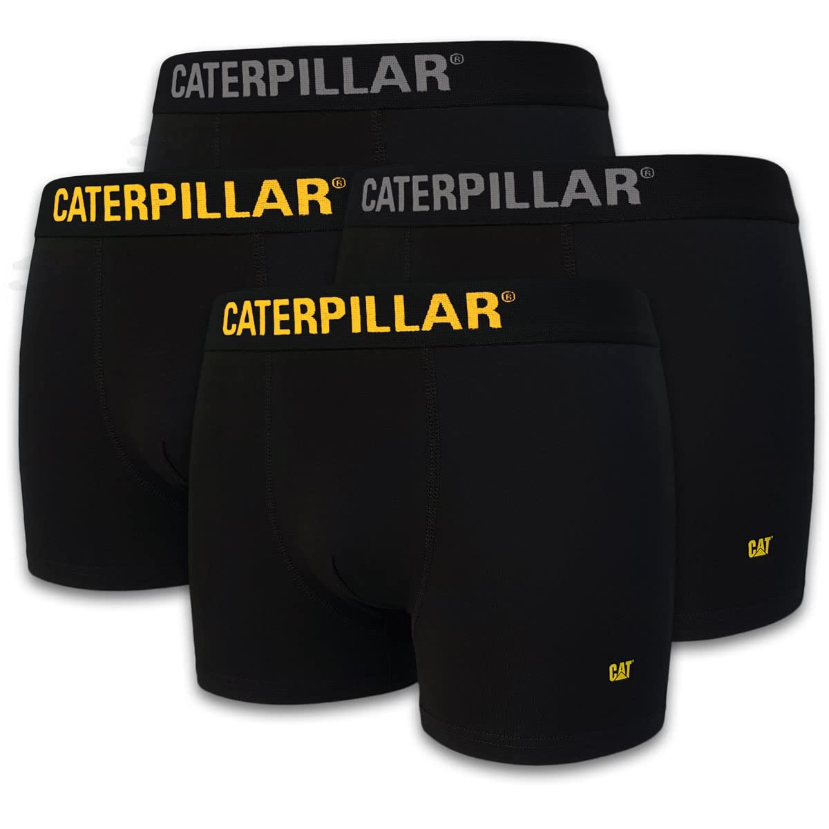 CAT Caterpillar Boxershorts Schwarz | Größen M, L, XL, XXL, XXXL, 2XL, 3XL | Herren Boxer Short Unterhosen | Retro Shorts Etikettenlos | 4er | 8er | 12er Pack