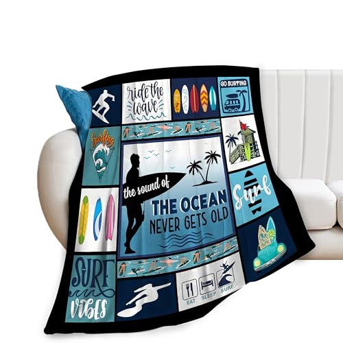 Surfing Blanket for Girls Woman Surfing Sports Throw Blanket Surfing Stuff Decor Merch Cozy Flannel Soft Warm Plush Lightweight Bedding Surfing Gifts for Boy Man Sofa Bedding Couch 50