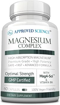 Approved Science Magnesium Complex - Magnesium Bisglycinate, Malate, Citrate, and Oxide, Heart, Headaches, Cramps, Energy - High Absorption - 60 Capsules - 1 Month Supply - Non-GMO - Vegan