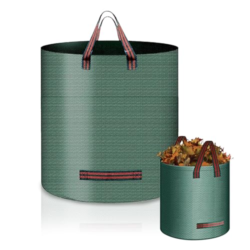 wocpvm Lot de 2 sacs à déchets de jardin - 272 l - Grand sac de jardin pliable - Pour déchets verts - Stable - 4 poignées - Imperméable - Robuste - En tissu polypropylène (PP)