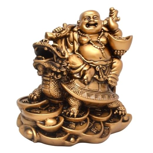 juanxian Feng Shui Estatua de Buda Dragón Tortuga Decoración Hogar Oficina Armonía Buena Suerte Prosperidad Estatua Navidad Apertura Regalo W5458