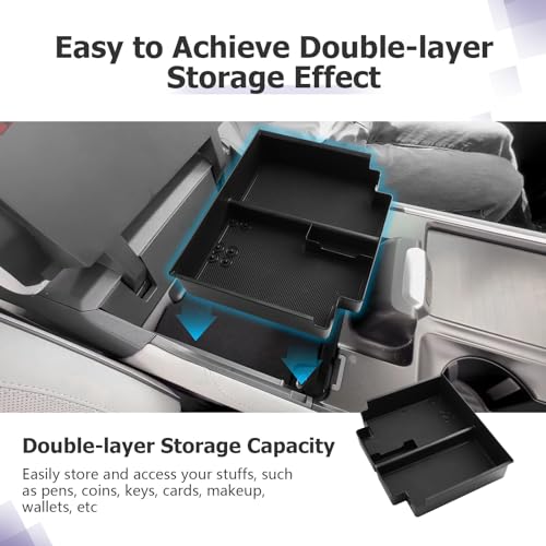 Image of LUWU Center Console Organizer for 2025 2026 2027 Ford Expedition Active /Platinum /Tremor /King Ranch Accessories Armrest Storage Box Tray Organizer Insert Tray ABS Material 2027 Expedition Accessories