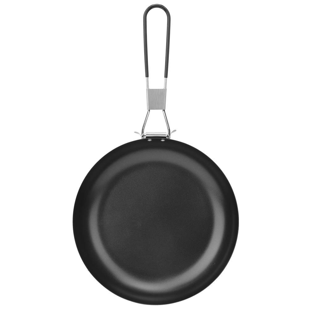 Ejoyous Poêle à Frire de Camping, Pliable, Anti-adhésive, avec poignée Pliable, pour l'intérieur et l'extérieur, la Cuisson, Le Barbecue, Le rôti, Le Pique-Nique, 24 cm