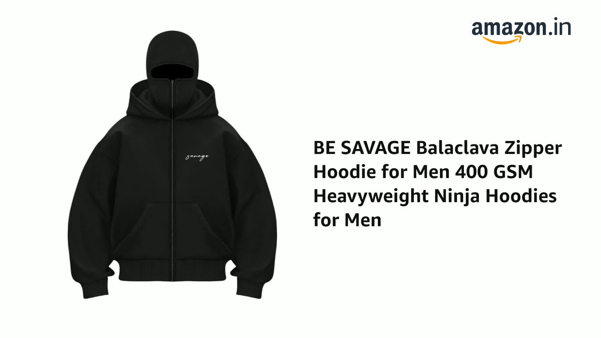 Balaclava zipper Hoodie for men 400 GSM Heavyweight Ninja Hoodies