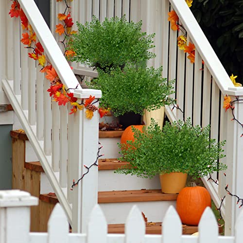 Jiftok 12 Pcs Outdoor Artificial Plants Uv Resistant, Fake Outdoor Plants Faux Boxwood Plants Greenery Stems, Artificial Plastic Shrubs Bushes For Outdoors Home Decor Indoor Porch Garden Planter #TOP2