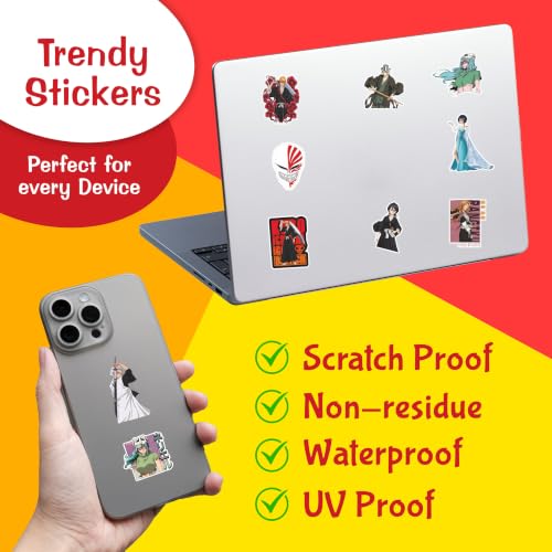 Image of CodersParadise Anime Aesthetic Waterproof Vinyl Stickers - Premium Quality Durable Decals for Laptop, Journal, Bike Helmet, Diary, Phone Case - Residue-Free, Fade-Resistant, Easy to Apply (Pack of 54)
