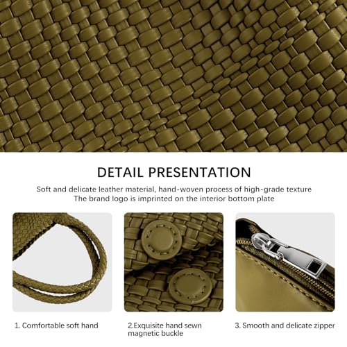 Image of Woven Tote Bag Womens Purse Vegan Leather Shoulder Handbags Fashion Summer Beach Tote Bags Large Travel Totes