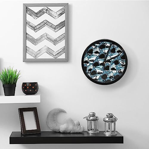 Horloge murale silencieuse à quartz sans tic-tac à piles requin