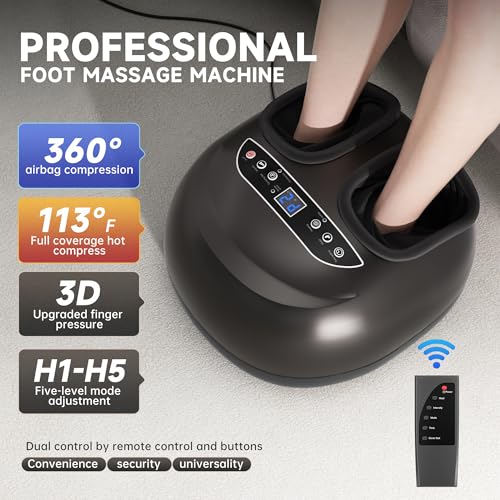 foot massager machine with heatshiatsu foot massager home with air compressionadjustable electric massager machine for feet officewireless controldiy gifts draw patterns for man ampwomenblack