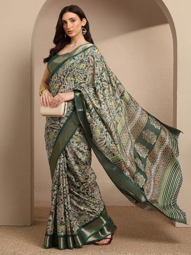 Image of Libas Printed Silk Blend Saree for Women With Unstitched Blouse Piece | Traditional Saree for Festive & Wedding