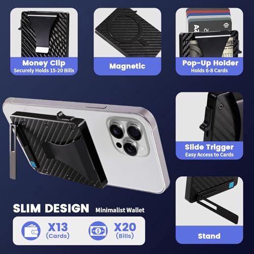 Image of Ridge Wallets for Men,Magnetic Wallet with Stand,Slim Card Holder | Magnetic Wallet for iPhone 17 /16 /15 /14 /13 Pro Max (not for mini), Magsafe Wallet with Money Clip for Fathers day gift ideas
