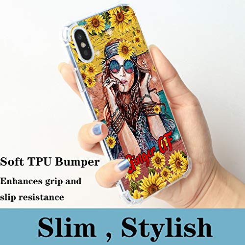 Arste Case For Iphone Xxs, Vintage Vibe Collage Sunflower Ginger Af Slim Case Tpu Bumper Shockproof Protective Cover Case For Women Girls Support Wireless Charging #TOP3