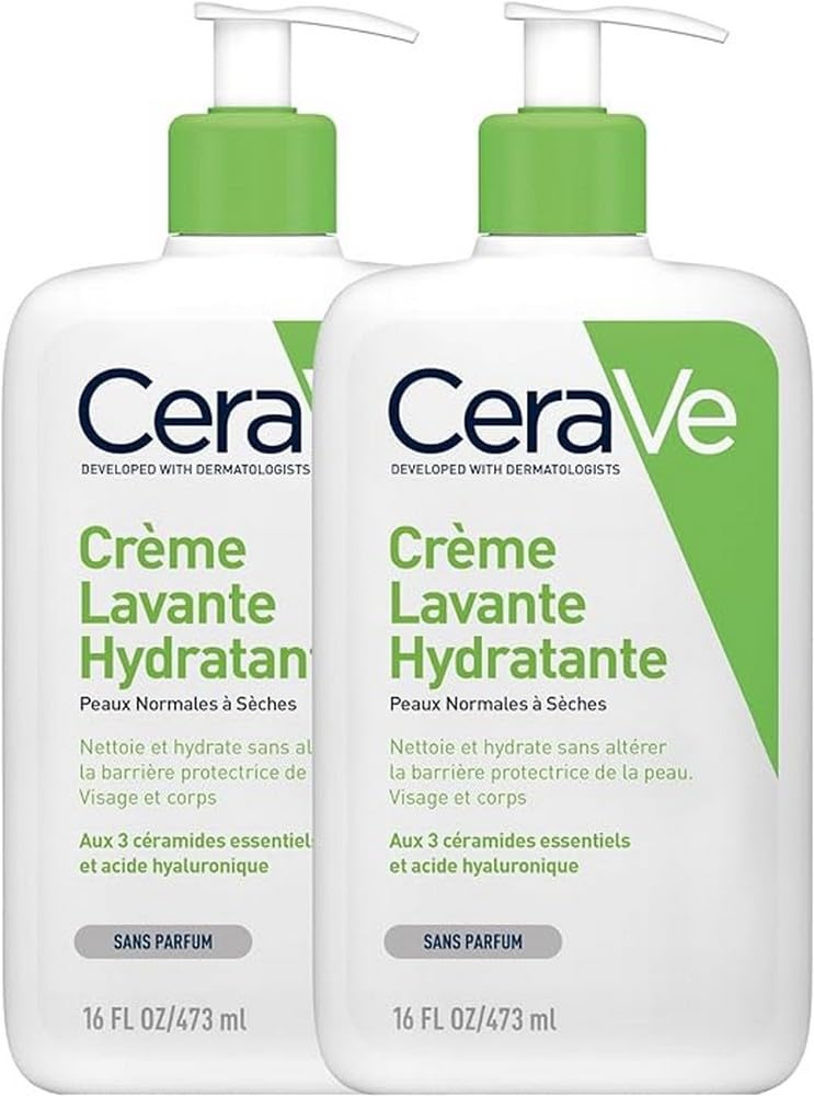 Moisturising Cleansing Lotion for Face and Body, Normal to Dry Skin, with Hyaluronic and 3 Essential Ceramides, 2 x 473 ml