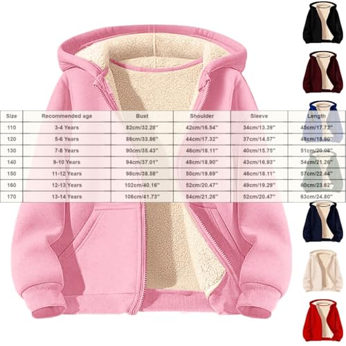 Kids Zip Up Hoodie Bomber Winter Jacket Sherpa Lined Boys Girls Thick Warm Hooded Sweatshirt with Pocket Snowday Coat3