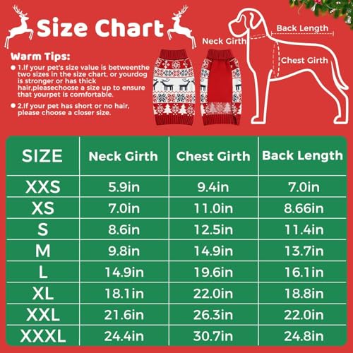 Image of Christmas Dog Sweaters for Small Medium Large Dogs Girl, Soft Warm Pup Dogs Shirt, Turtleneck Double Knitting Collar for Outdoors Playing, Warm Dog Cat Clothes(Red+Blue,XX-Small)