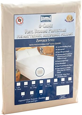 The Allergy Store Zippered Vinyl Mattress Cover, 6 Gauge, 16" Deep Queen White