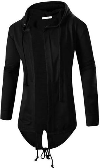 Colygamala Mens Fashion Long Cape Cardigan Sweatshirt Hoodie Black Cloak Outerwear