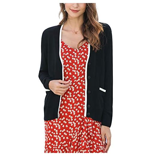 MessBebe Cardigan Mujer Rebeca V Cuello Jersey Invierno con Botones Blusa Manga Larga Chaqueta de Punto Cardigans Mujer Jerseys con Bolsillos