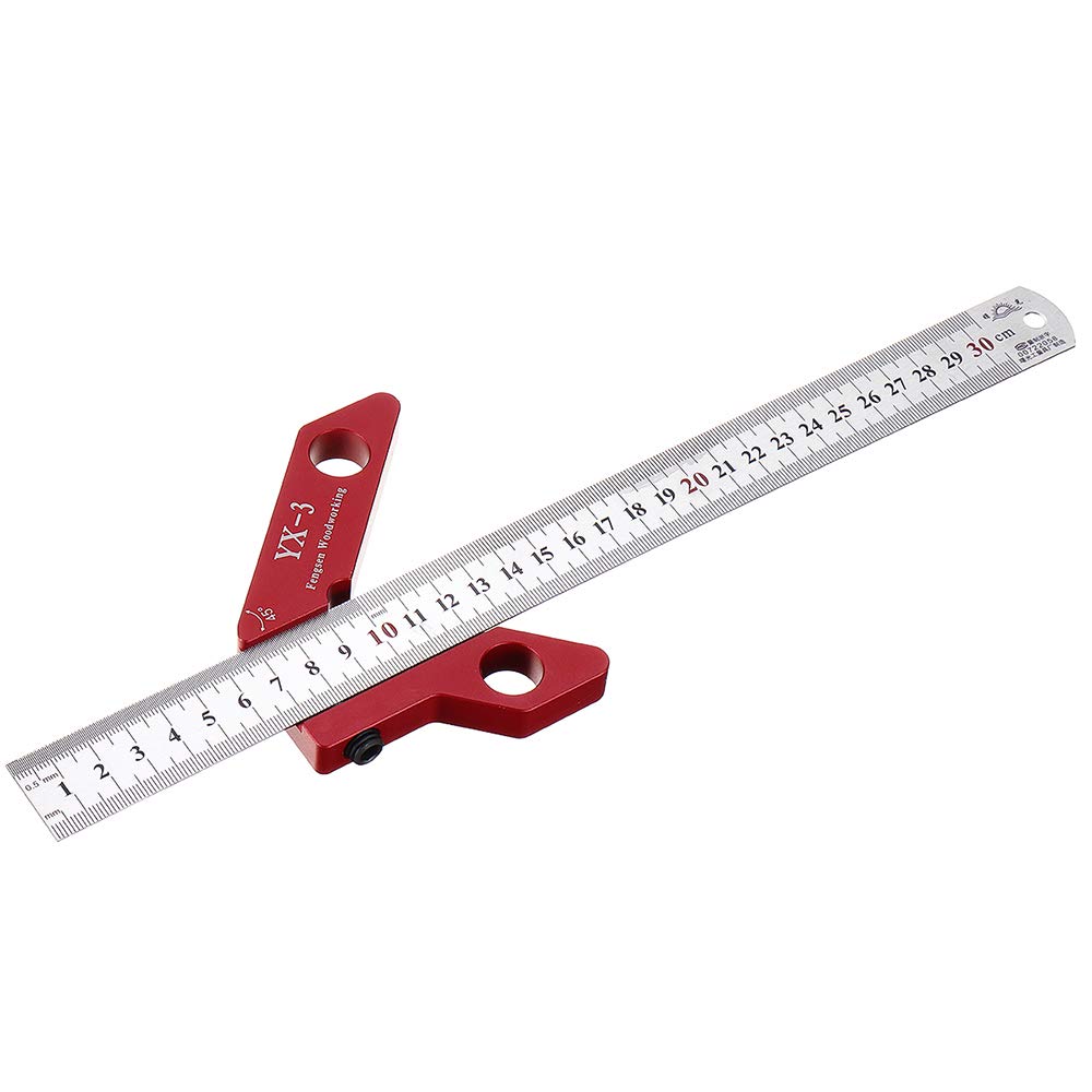 DDWT YX-3 Center Finder Woodworking Square Center Scribe 45 90 Degrees Angle Line Scriber Marking Tools Metric and Inch Ruler Magnetic Wood Measuring Scribe Tool