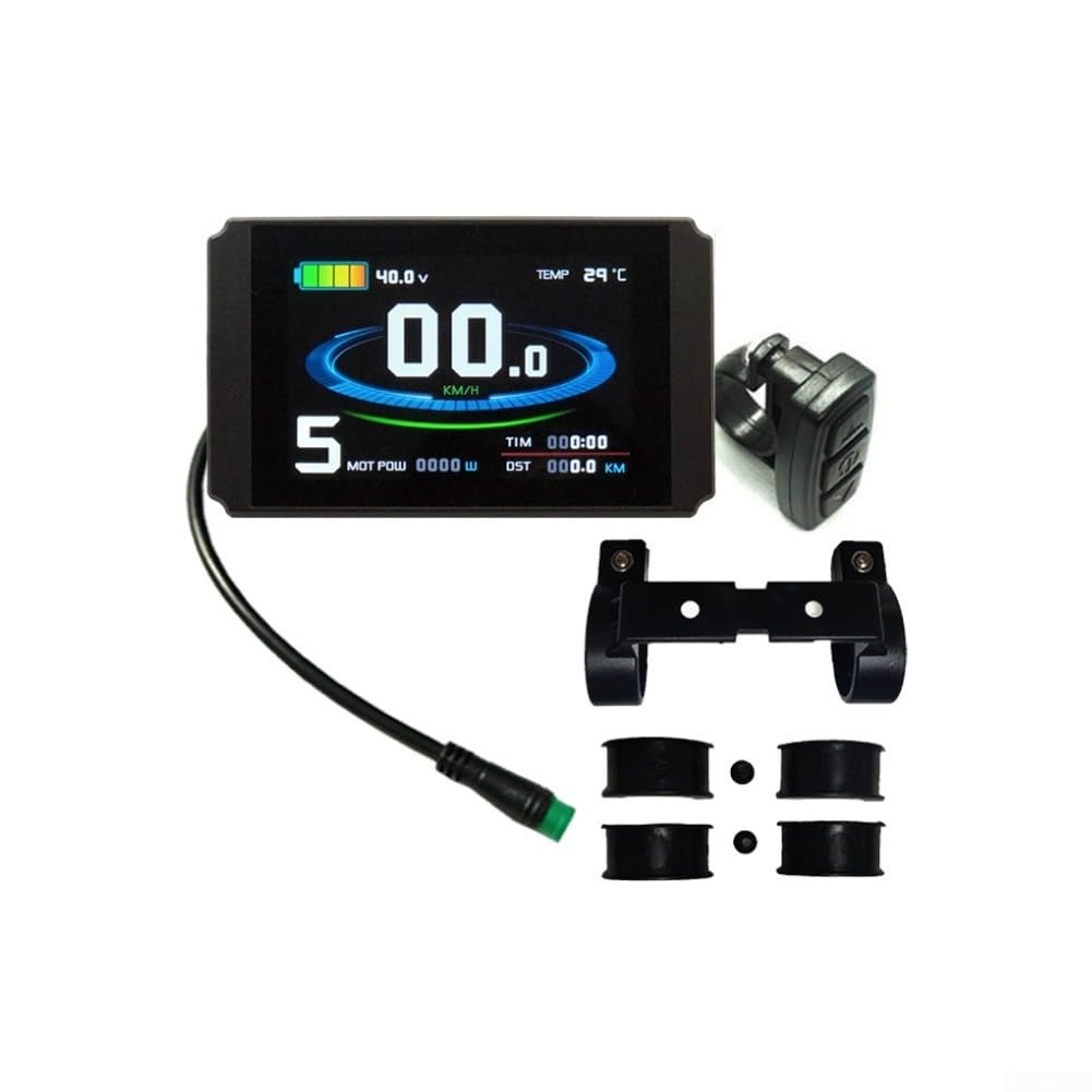 Eawfgtuw LCD8HU Display per Controller, Pannello Strumenti Ebike Colorato 24 V 36 V 48 V, Tachimetro Impermeabile per Bici Elettrica con Connettore USB, Nero