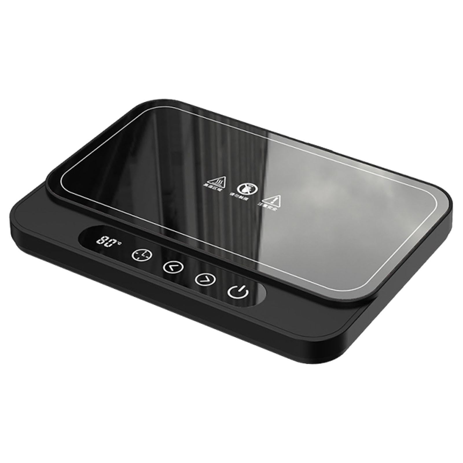 perfk Chauffe Café de Bureau avec Affichage de Température, Chauffe-Tasse 50W avec Base Chauffante de Rechange et 9 Réglages de Température, Automatique Après 8 Heures, pour Thé, Lait et Eau, Noir
