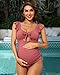 Charmo Maternity Swimsuit Ribbed Ruched Pregnancy Swimwear Moderate Coverage Pregnancy Swimsuits