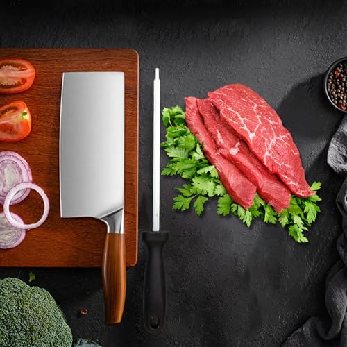 Image of Machado Forging Serbian Chef Knife Set - 12 inch Full Tang High Carbon Clad Steel Butcher Cleaver with Knife Sharpener - Perfect for Vegetables, Fish, Meat - Ideal for Kitchen, Hotel, Restaurant
