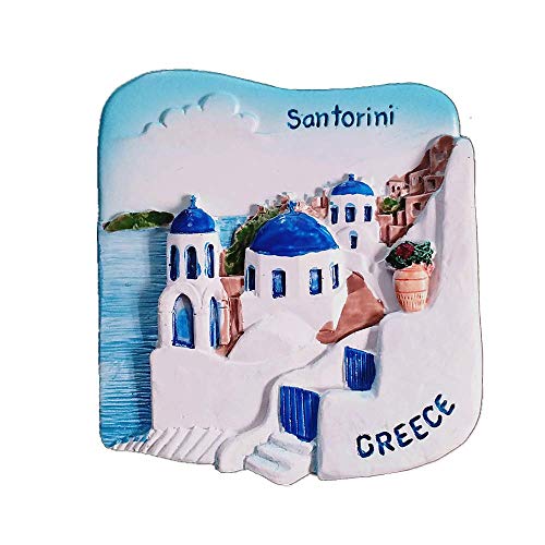 Aimant de réfrigérateur 3D Santorin Grèce, décoration de maison et de cuisine Santorin Grèce...