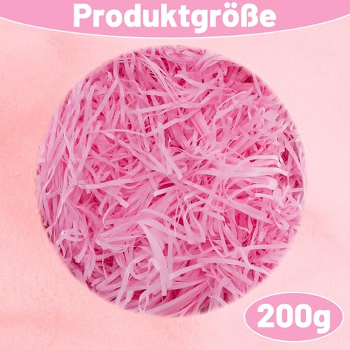 200 Gramm Geschreddertes Papier, Füllmaterial für Geschenkboxen und Pakete, Rosa Füllmaterial Geschenkverpackung, Holzwolle Fülmaterial für Geschenkkörbe, Papierschnipsel FüllmateriaL