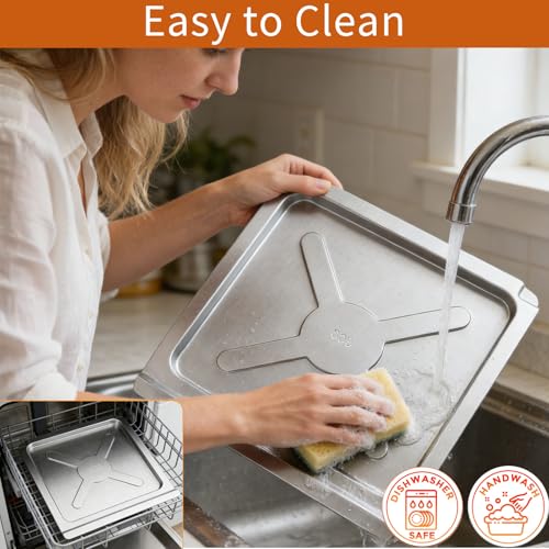 Image of Air Fryer Accessories for Emeril Lagasse 26 QT Extra Large air Fryer, 13''x12.5'' Stainless Steel AirFryer Accessories Crumb Tray Replacement Parts Rack,Dishwasher Safe