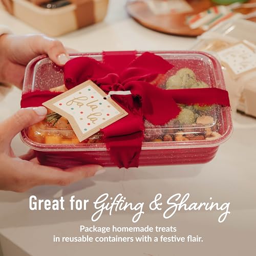 Image of Bentgo Prep 60-Piece Holiday Food Storage Set - 1-Compartment Meal Prep Containers, 4-Cup Capacity, Reusable, Durable, PFAS & BPA-Free, Microwave /Freezer /Dishwasher Safe (Holiday Glitter Collection)