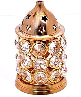 Hashcart Diwali Deepawali Akhand Diya Decorative Brass Crystal Oil Lamp Holder Lantern |