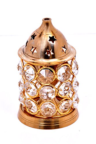 Hashcart Diwali Deepawali Akhand Diya Decorative Brass Crystal Oil Lamp Holder Lantern |