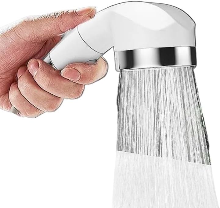 XMKT 3-Inch Multifunctional Shower Head with Pause Button & White Hose for Bathroom Kitchen(Set(white hose))