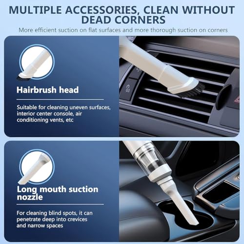 Image of Wireless Car Vacuum Cleaner 2 in 1 - Portable and Handheld High Power Rechargeable Vacuum Cleaner for Car for Wet and Dry CarCleaning 2 in 1 DC 12V, 120W 5.5 KPA with HEPA Filter(White)