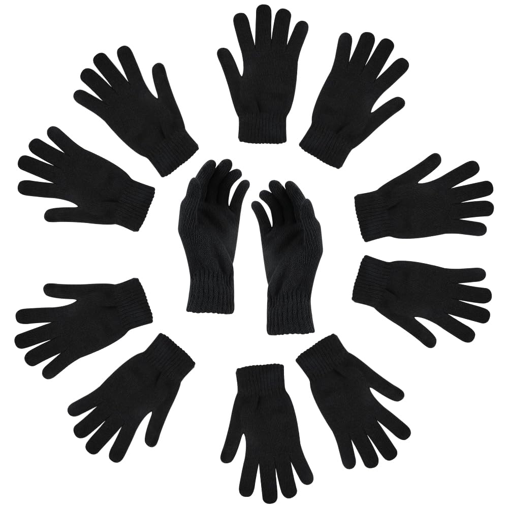 RETON Winter Warm Black Knitted Gloves - Magic Stretch Adults (24 Pairs)