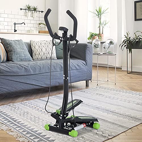 HOMCOM Twister Stepper, Step Machine w/Resistance Bands, LCD Display and Handlebar, Steppers for Exercise Workout Home Gym Office