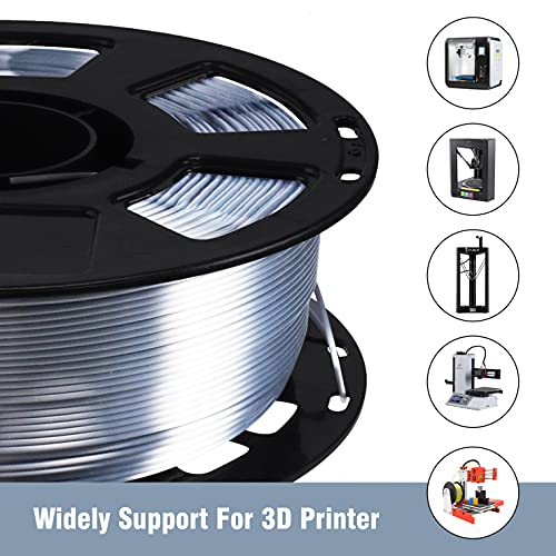 Image of 1.75mm Silk Pearlescent Metal Silver Shiny PLA Filament, 1kg 3D Printing Material Widely Support for FDM 3D Printer, Pack with Extra Filament Sample by BBLIFE