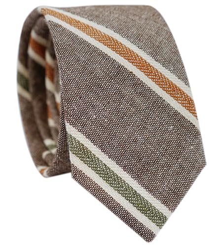 Image of BELLUNO Men's 2.5 inch Skinny Solid Cotton Linen Ties
