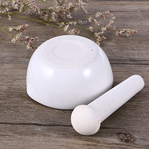 ULTECHNOVO Conjuntos 2 Almofariz E Pilão Medicina Moedor De Pedra de Porcelana Branca Pequena Tigela