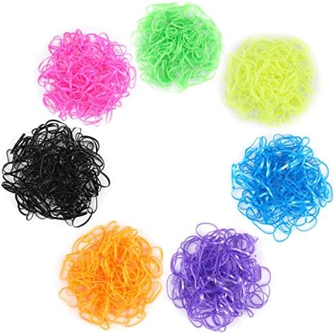 1050Pcs Elastic Rubber Hair Ties, Rovedcity Thickened Hair Bands Colorful Ponytail Hair Holders for Girls Kids Women Gift DIY Hairstyles Accessory(7 Colors)
