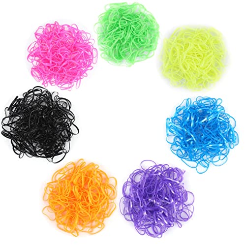 1050Pcs Elastic Rubber Hair Ties , Rovedcity Thickened Hair Bands Colorful Ponytail Hair Holders for Girls Kids Women Gift DIY Hairstyles Accessory(7 Colors)