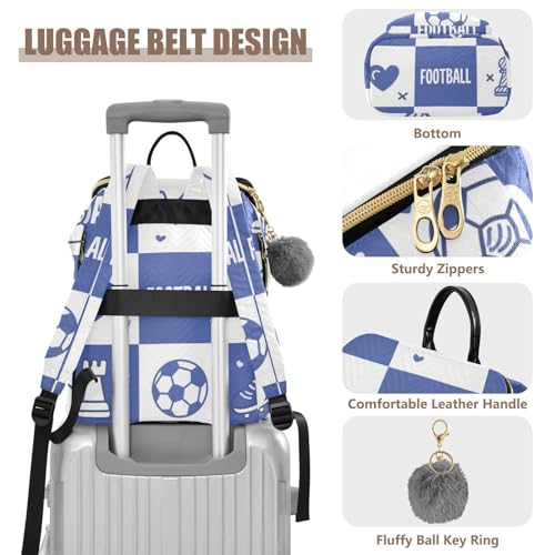 Shoes Football Blue White Checkered Print Designed Women Backpack Premium Casual Shopping Travel Daypack for Gym Shopping Travel bolsas para viajar4