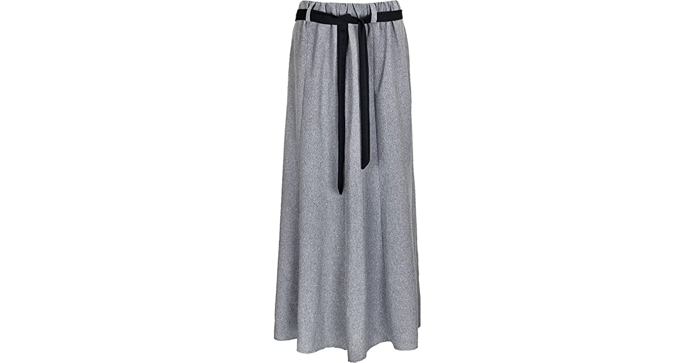 Women's Long (35") Unlined Gypsy Midi/Maxi Skirts Elasticated Waist (16, Plain Grey Poly)