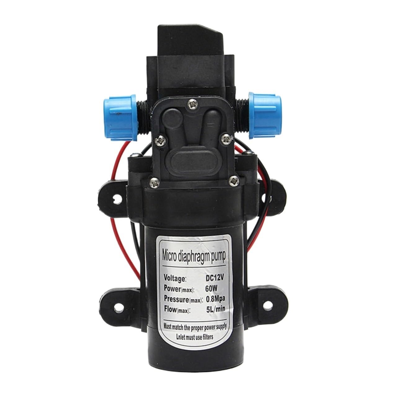 Genterun 12V 60W Dc 120Psi 5L/Min Agricultural Electric Water Pump Black Micro High Pressure Diaphragm Water Sprayer Car Wash(12V 60W)