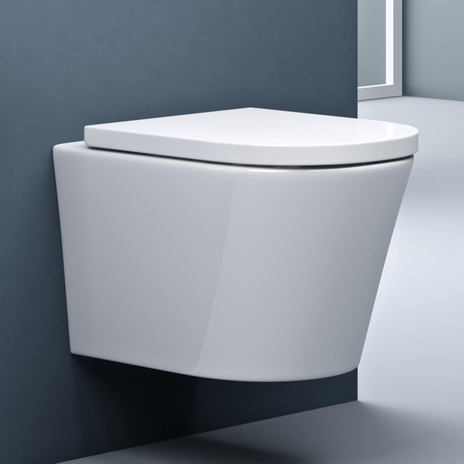 doporro Hänge WC mit 360° Tornado-Spülung spülrandlos Wand-WC 52×36,5×35cm