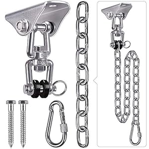 SELEWARE Permanente Antirust RVS 304 Heavy Duty Swing Hangers met ketting en karabijnhaak, 360° draaien, 2 schroeven…
