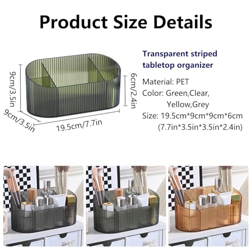 DASITON Capacity Makeup Brush Holder,5 Slot Makeup Brush Holder,Vintage striped Make Up Brush Holder,for Vanity Decor,Bathroom Countertops,Desk Storage Container,Cosmetic Display c image 4